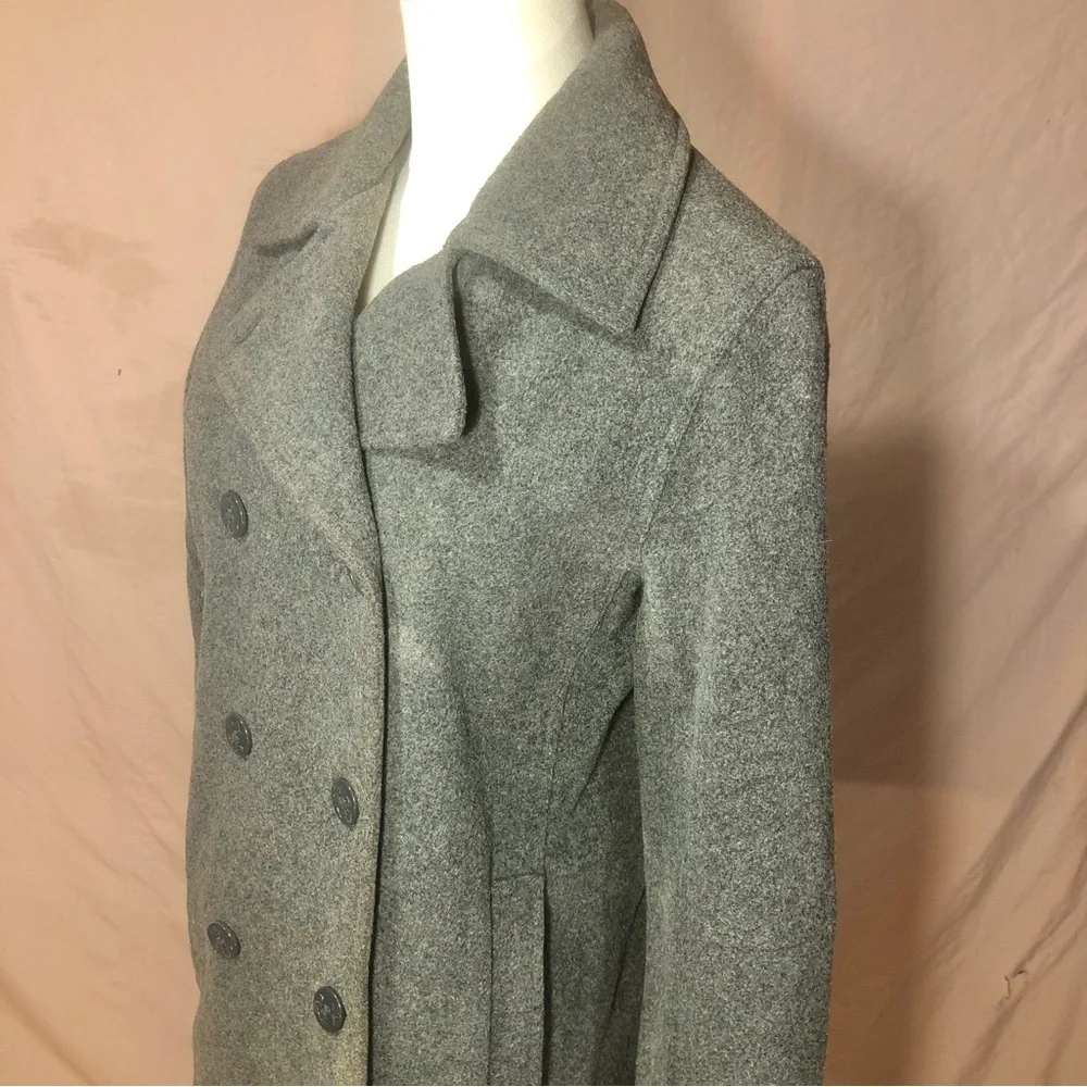 Wool Blend Gray Peacoat